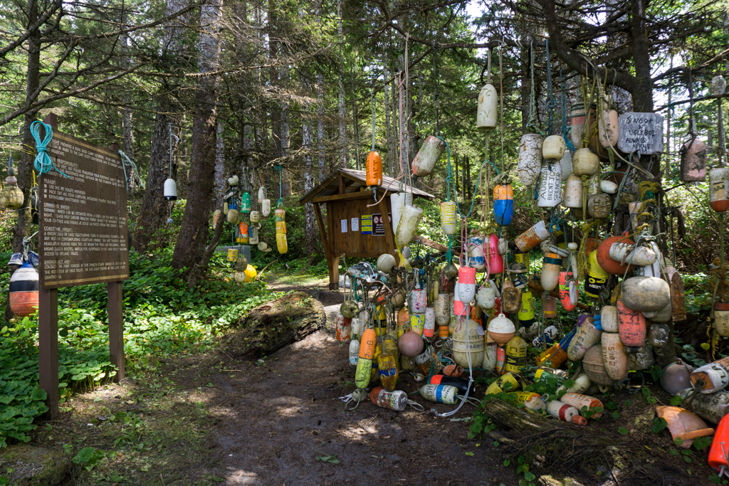 Buoys on the Cape Scott Trail at Nel's Bight