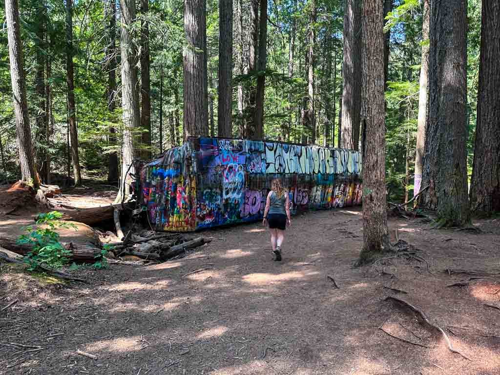 Abandoned train cars at the Whistler Train Wreck Hike